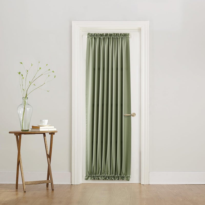Sun Zero Barrow Energy Efficient Rod Pocket Door Curtain Panel, 54" x 72", Sage Green - Image 2